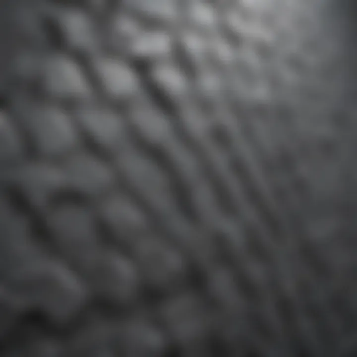 Close-up of textured gray tiles with unique patterns