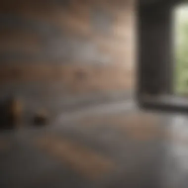 Warm Wood and Gray Tile Harmony Stylish gray tiles complemented by warm wood accents
