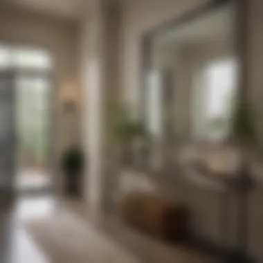 Layered Mirror Display in Entryway Layered mirrors creating depth and intrigue in an entryway.