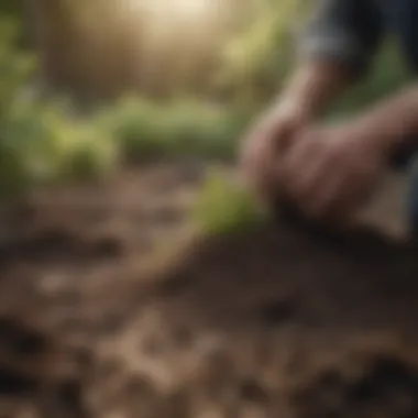 Close-up of healthy soil preparation for planting herbs