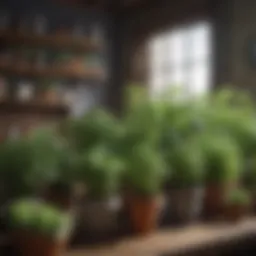 A vibrant assortment of fresh herbs thriving in stylish pots.