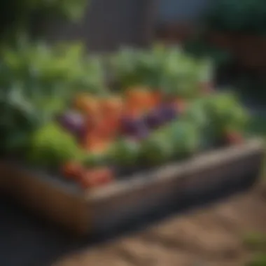 Healthy vegetables flourishing in a well-maintained raised bed