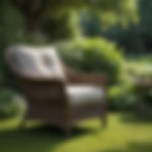 Elegant Hampton wicker outdoor club chair in a serene garden setting