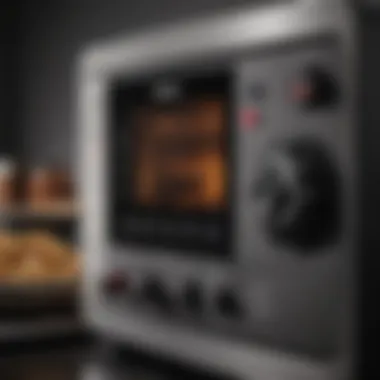 Close-up of the control panel of a toaster oven air fryer combo