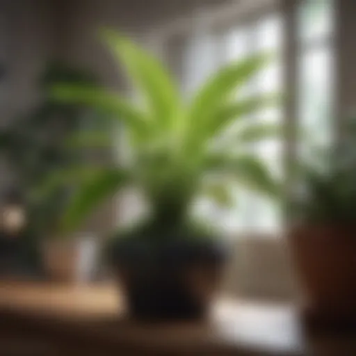 Vibrant indoor plant receiving water