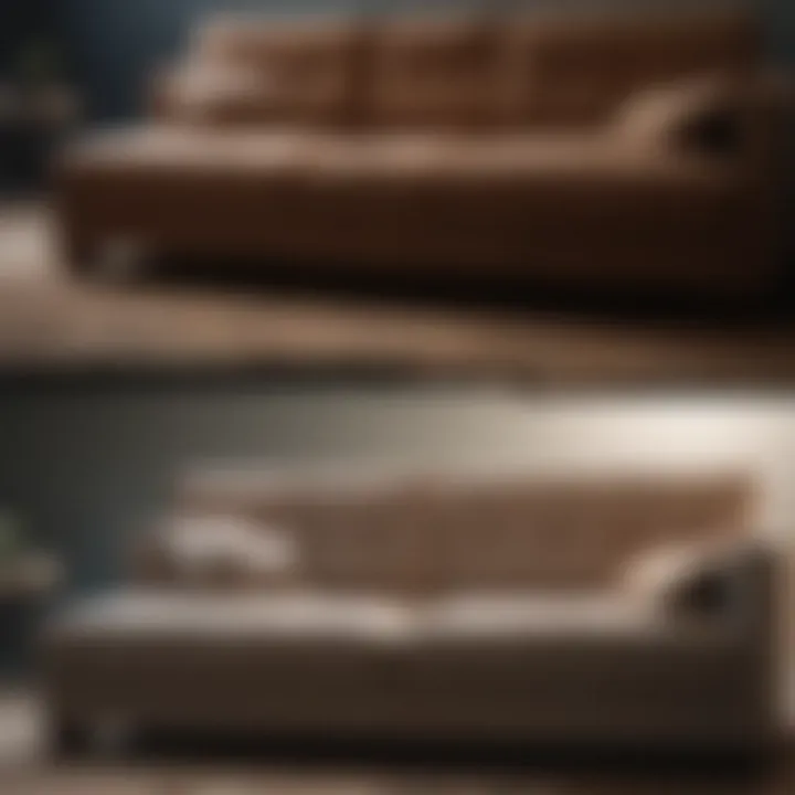 Before and after images of a cleaned couch