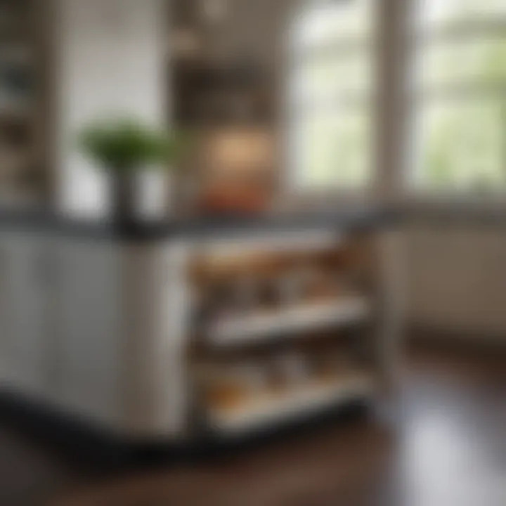 Innovative storage solutions integrated within a kitchen island