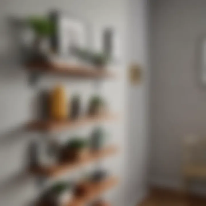 Inviting staircase with decorative shelves displaying personal items