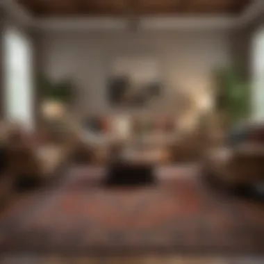 Cozy living room showcasing furniture arrangement around an area rug