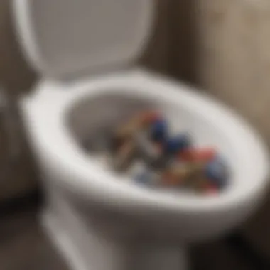 Various plumbing tools for unblocking a toilet