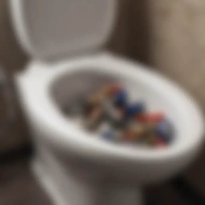 Various plumbing tools for unblocking a toilet