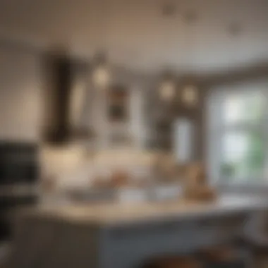 Elegant Pendant Lights Over Kitchen Island Elegant pendant lights illuminating a modern kitchen island
