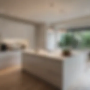 Sleek recessed lighting highlighting a kitchen island