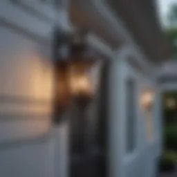 Elegant front porch sconce illuminating a classic home entrance