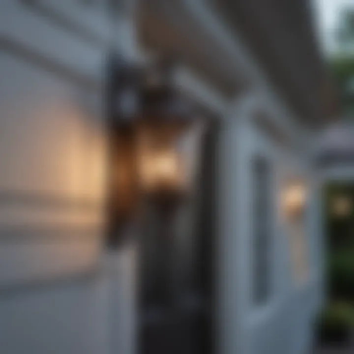 Elegant front porch sconce illuminating a classic home entrance