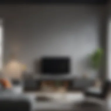 Elegant living room featuring grey walls with modern furniture