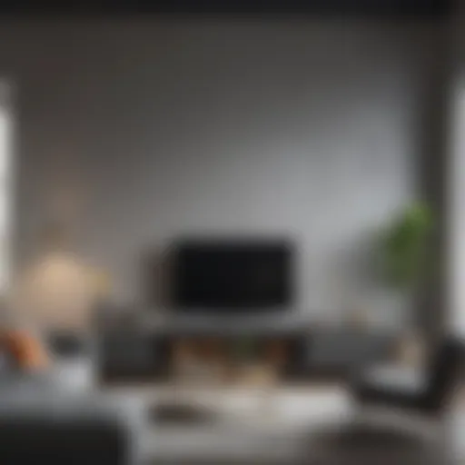 Elegant living room featuring grey walls with modern furniture