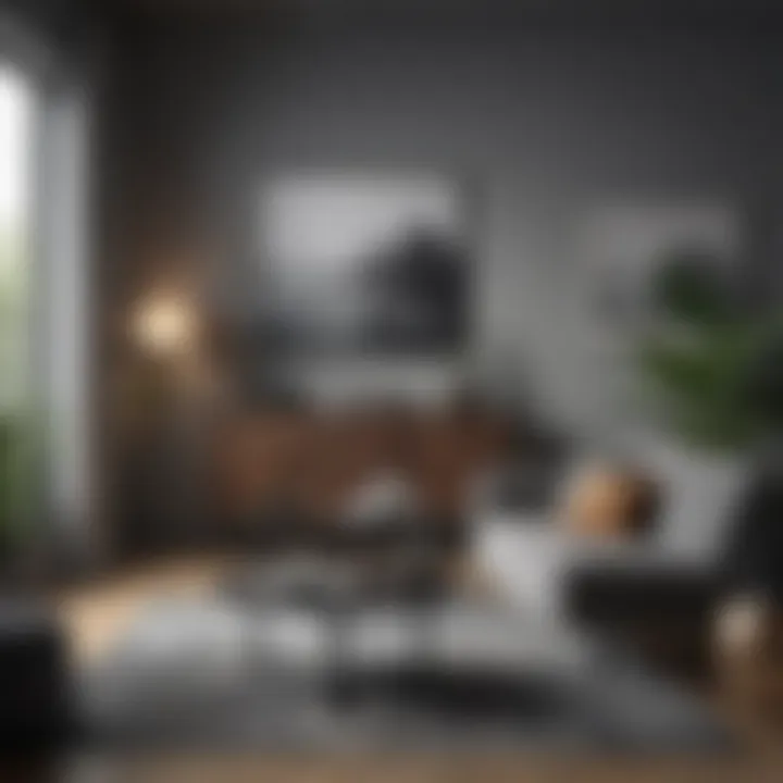 Mood board illustrating the psychological effects of grey in interiors