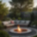 Elegant inground firepit surrounded by modern landscaping