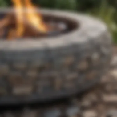 Diverse Materials for Inground Firepits Close-up of firepit materials showcasing stone and metal options