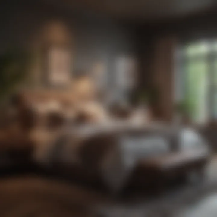 A cozy bedroom that incorporates sustainable design elements alongside chic decor choices.