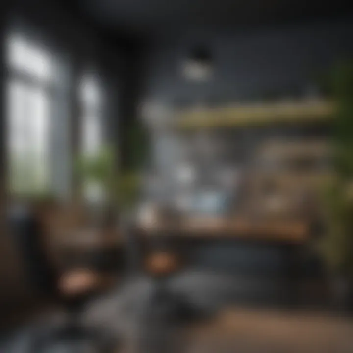 A workspace that integrates technology into modern decor, featuring innovative organizational solutions.