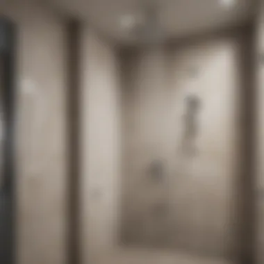 Stylish Rainfall Shower Feature Stylish rainfall shower head in a contemporary bathroom