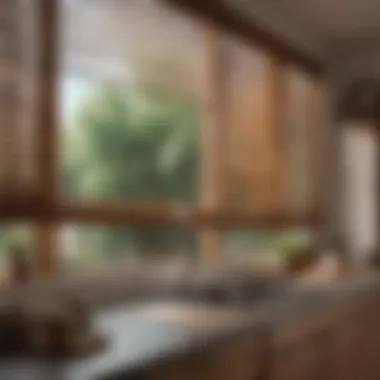 Rustic kitchen with wooden blinds for privacy