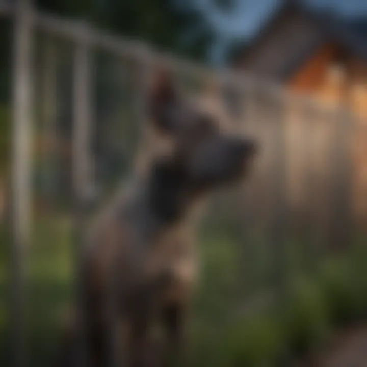 Modern metal fence with artistic design for a dog yard