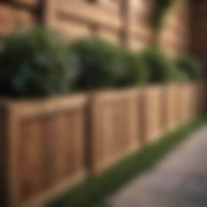 Stylishly designed wooden dog fence with integrated planters