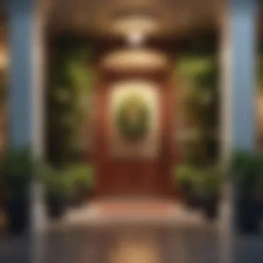 Inviting Entry with Vibrant Plants An inviting entry adorned with vibrant plants and artistic wall decor, creating a warm atmosphere.