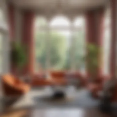 Vibrant Decor in a Light-Filled Space Bright living room with large windows and vibrant decor