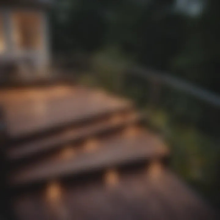 A beautifully lit deck with integrated railing lighting