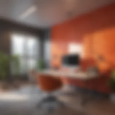 Energizing Workspace Colors Dynamic workspace featuring energizing wall shades