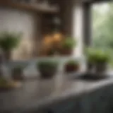 Elegant countertop arrangement with herbs and utensils