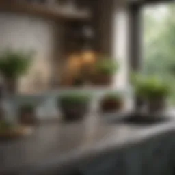 Elegant countertop arrangement with herbs and utensils