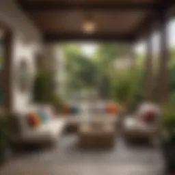 Stylish lanai with comfortable seating and vibrant decor