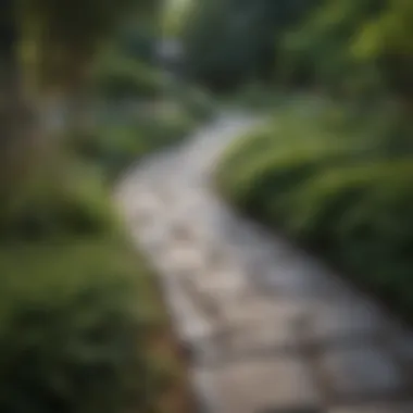 Elegant stone walkway leading to a tranquil outdoor retreat.