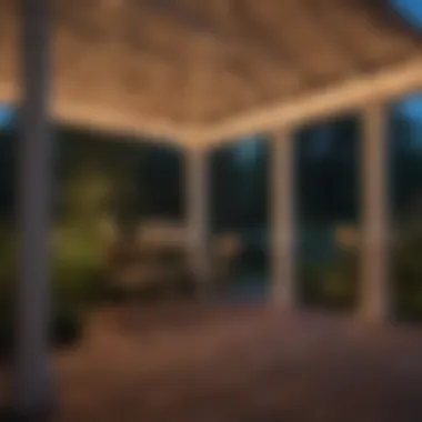 LED spotlights illuminating gazebo features