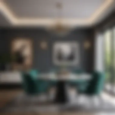 Chic Dining Area with Contemporary Paint Finishes Stylish dining area showcasing contemporary finishes