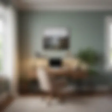 Calming Color Palette in Home Office Calming color palette in a stylish home office