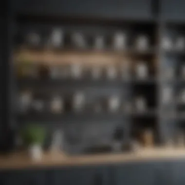 Chic Open Shelving Arrangement Open shelves adorned with decorative kitchenware