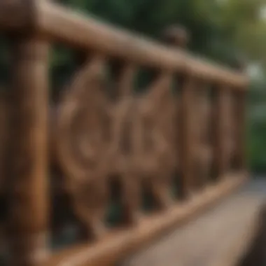 Charming Rustic Wood Railing Charming rustic wood railing with intricate carvings