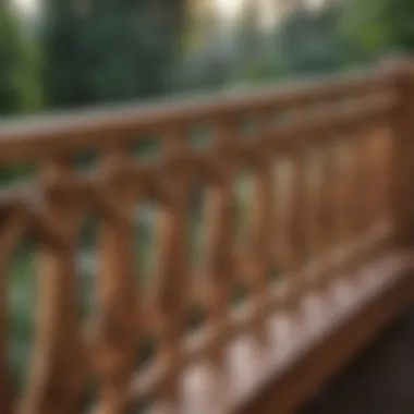 Elegant Wood Railing with Geometric Design Elegant wood railing featuring a unique geometric pattern