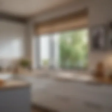 Modern Kitchen with Elegant Roller Blinds Stylish roller blinds above a kitchen sink in a modern setting