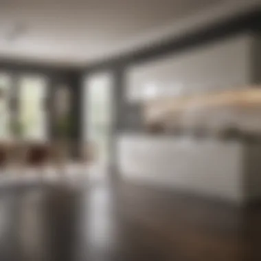 Contrast in Design: Light Cabinets Against Dark Flooring Bright kitchen featuring light-colored cabinetry and dark flooring