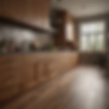 The Beauty of Wood Cabinets with Complementary Tile Flooring Close-up of wood cabinets paired with tiled flooring