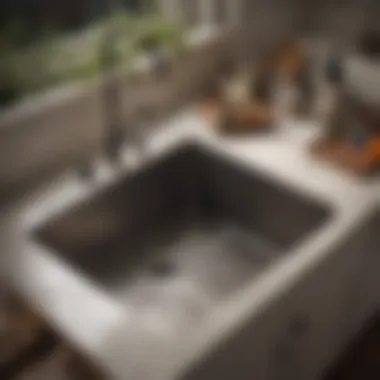 Stylish Sink Area Showcasing Elegance and Order Stylish kitchen sink area featuring an organizer tray