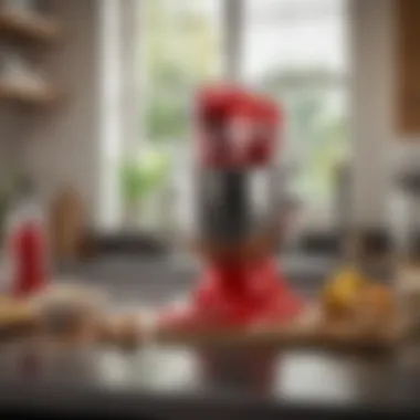 KitchenAid Artisan mixer in action with ingredients