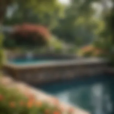 Vibrant Landscaping Enhancements A beautifully landscaped space around an above ground pool featuring colorful flowers and greenery.